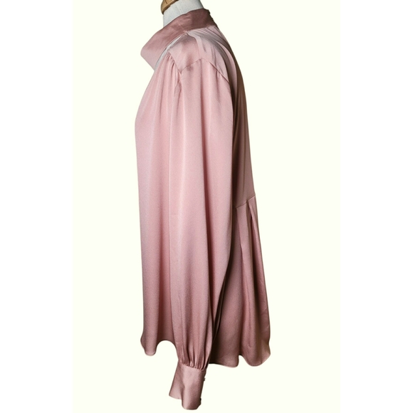 Vince Camuto Collared Nude Pink Long Sleeve Top Size XL - Picture 2 of 7